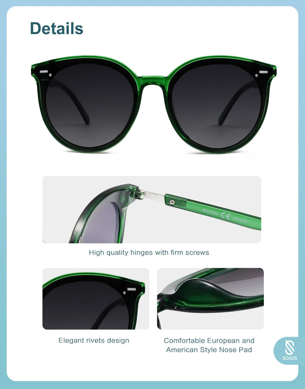 SOJOS Sunglasses Womens Trendy 2025 Classic Round Retro Vintage Shades Large Frame Sunnies SJ2067