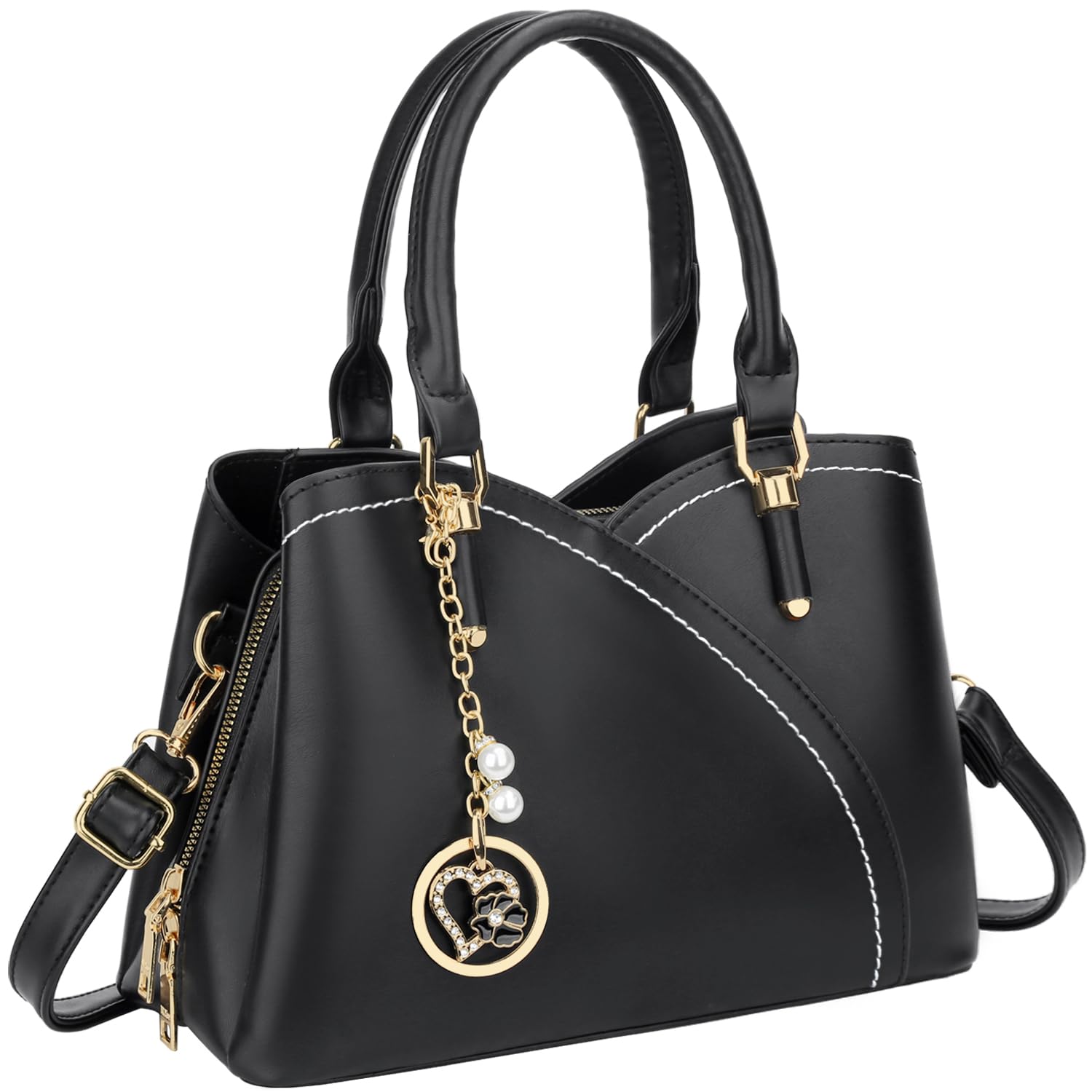 KKXIU Triple Compartments Purses and Handbags for Women Fashion Ladies Satchel Shoulder Top Handle Bag