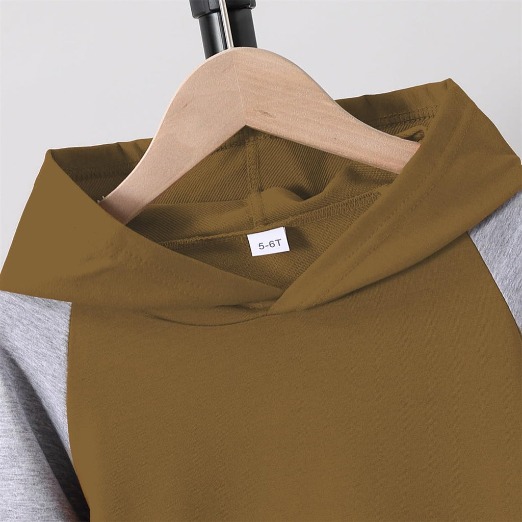 5-11Y Boys Clothes Long Sleeve Hooded Pullover Colorblock Sweatshirt + Pants 2pcs Fall Winter Outfit Set