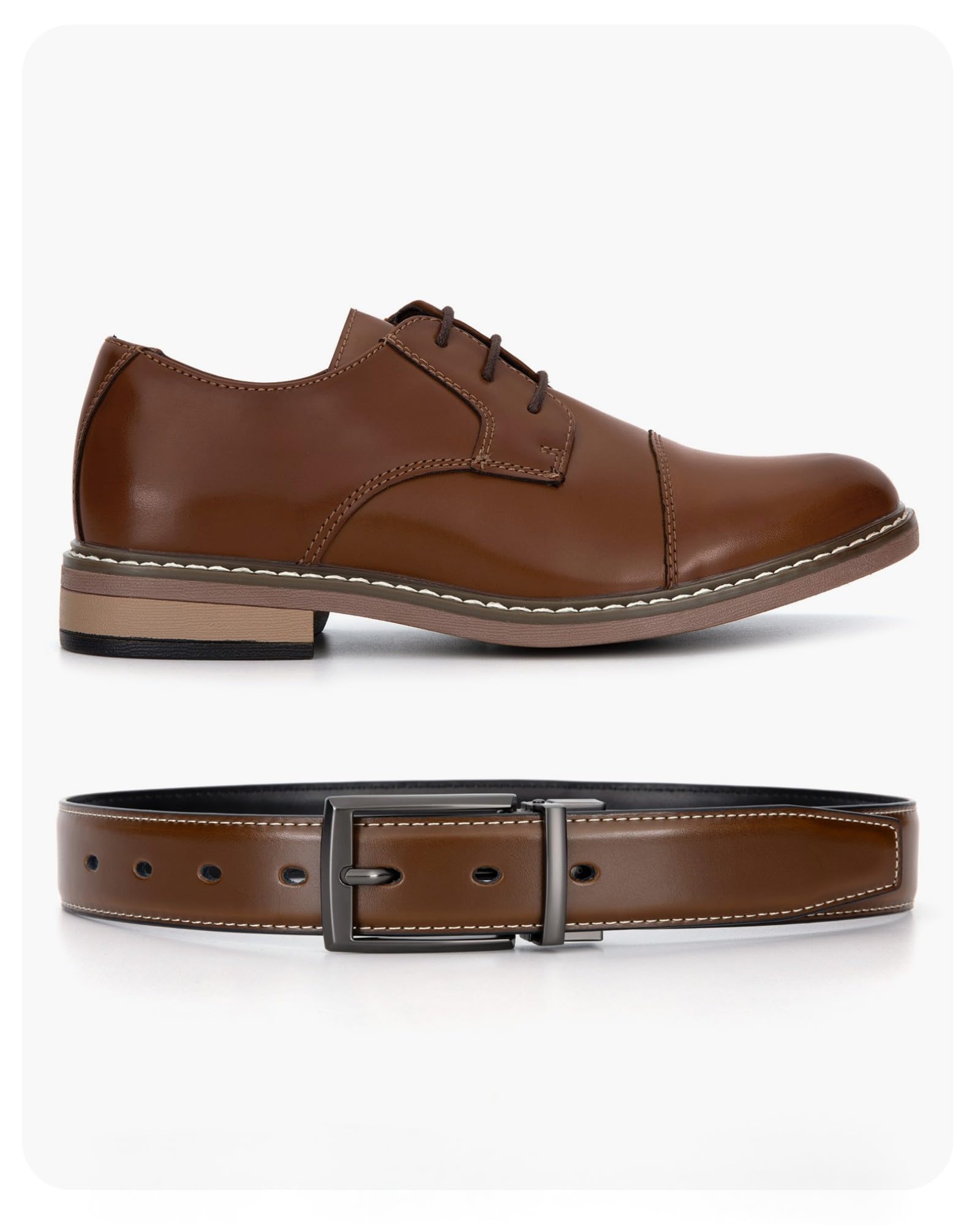 CHAOREN Boys Belt, Most Size Kids 1 1/4" Dress Reversible Belt for Youth - One Leather Belt Two Style