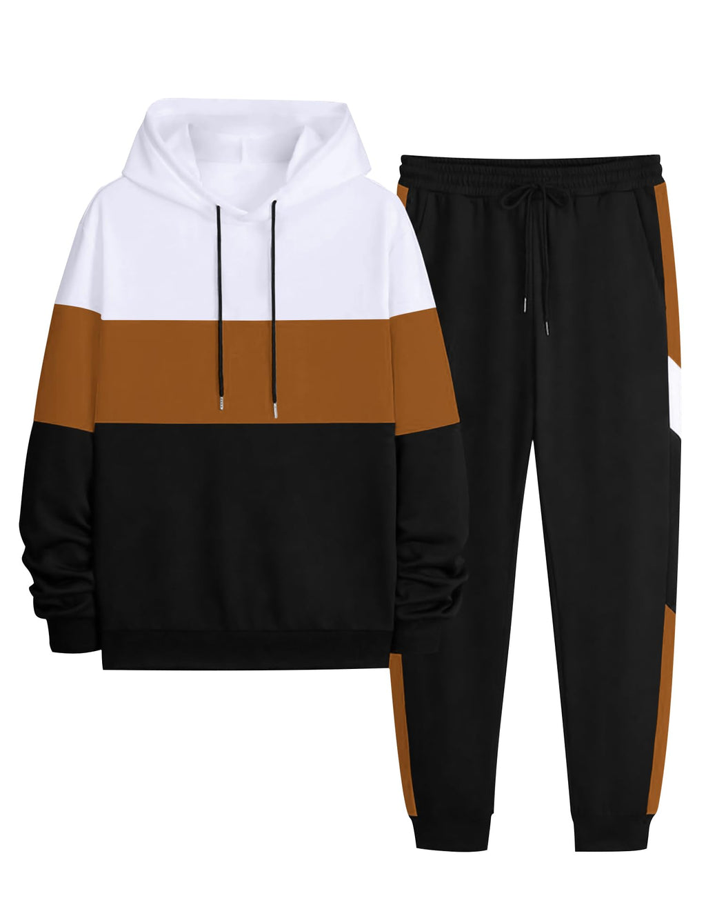 Babioboa Men's Tracksuit 2 Piece Color Block Hoodie Set Pullover Sweatshirt and Jogging Sweatpants Athletic Sweatsuits Set