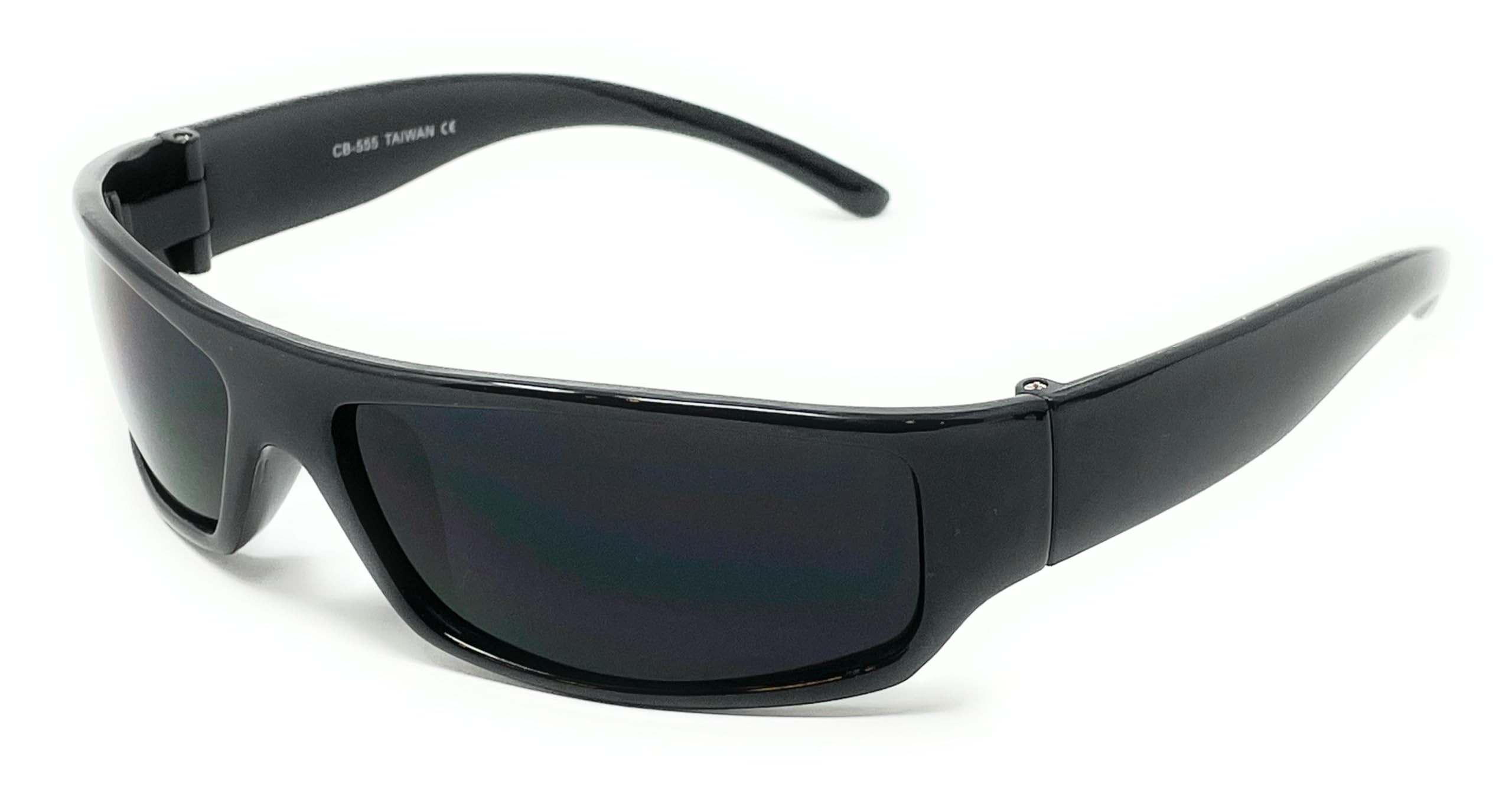 My Shades - Mens Black Super Dark Sunglasses - Wrap Around Slim Flat Top Gangster Style