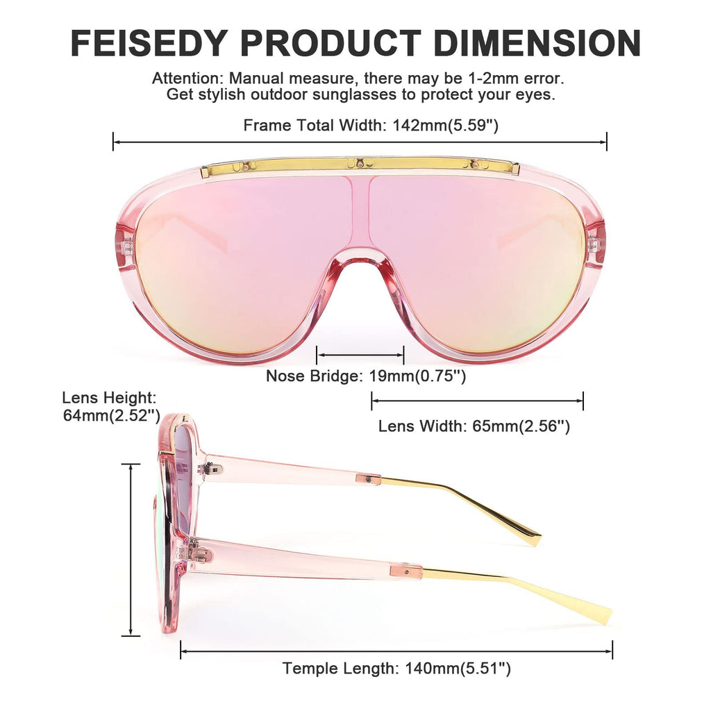 FEISEDY Sunglasses Women Oversized One Piece Frame UV400 Sun Glasses Trendy Retro Shades B2580