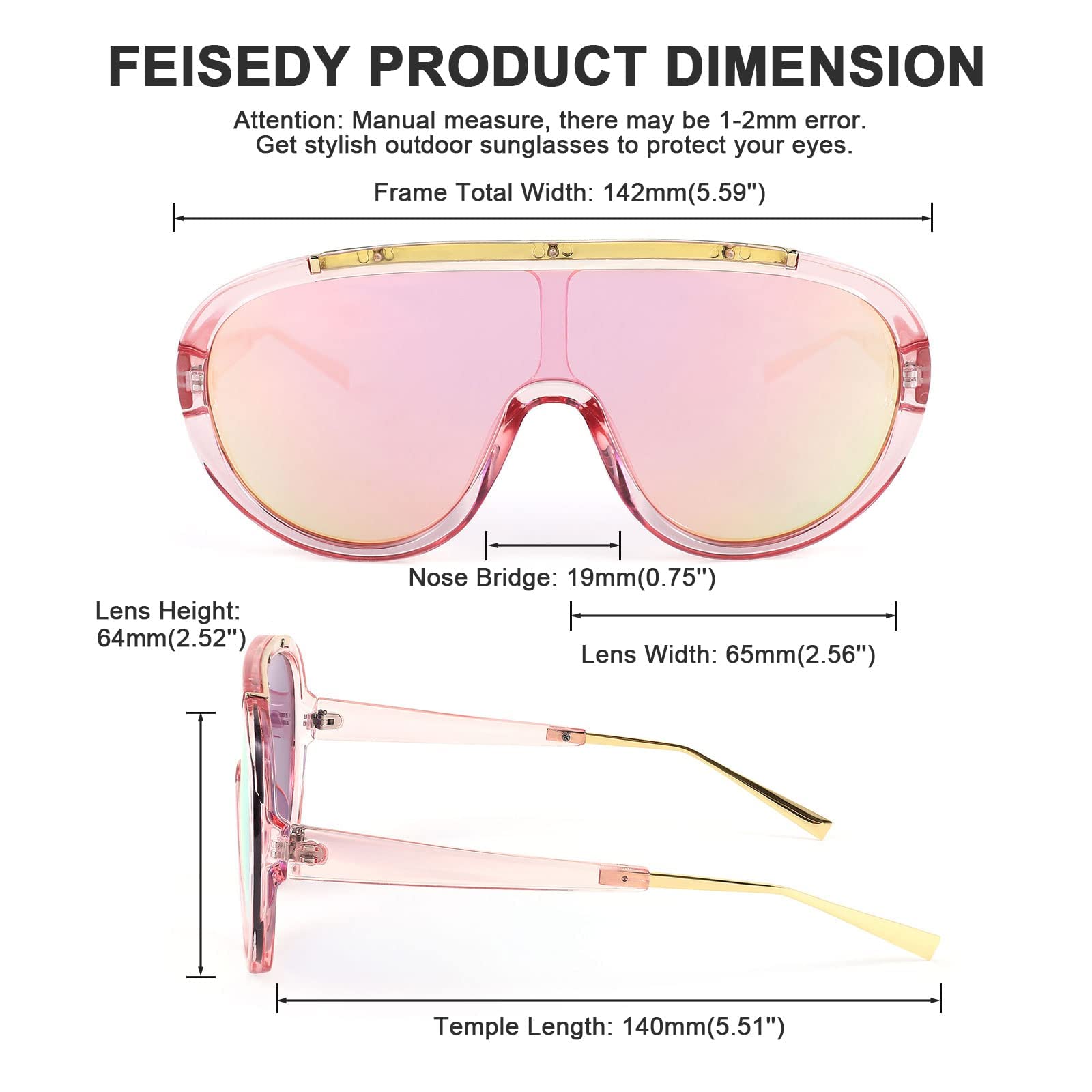 FEISEDY Sunglasses Women Oversized One Piece Frame UV400 Sun Glasses Trendy Retro Shades B2580