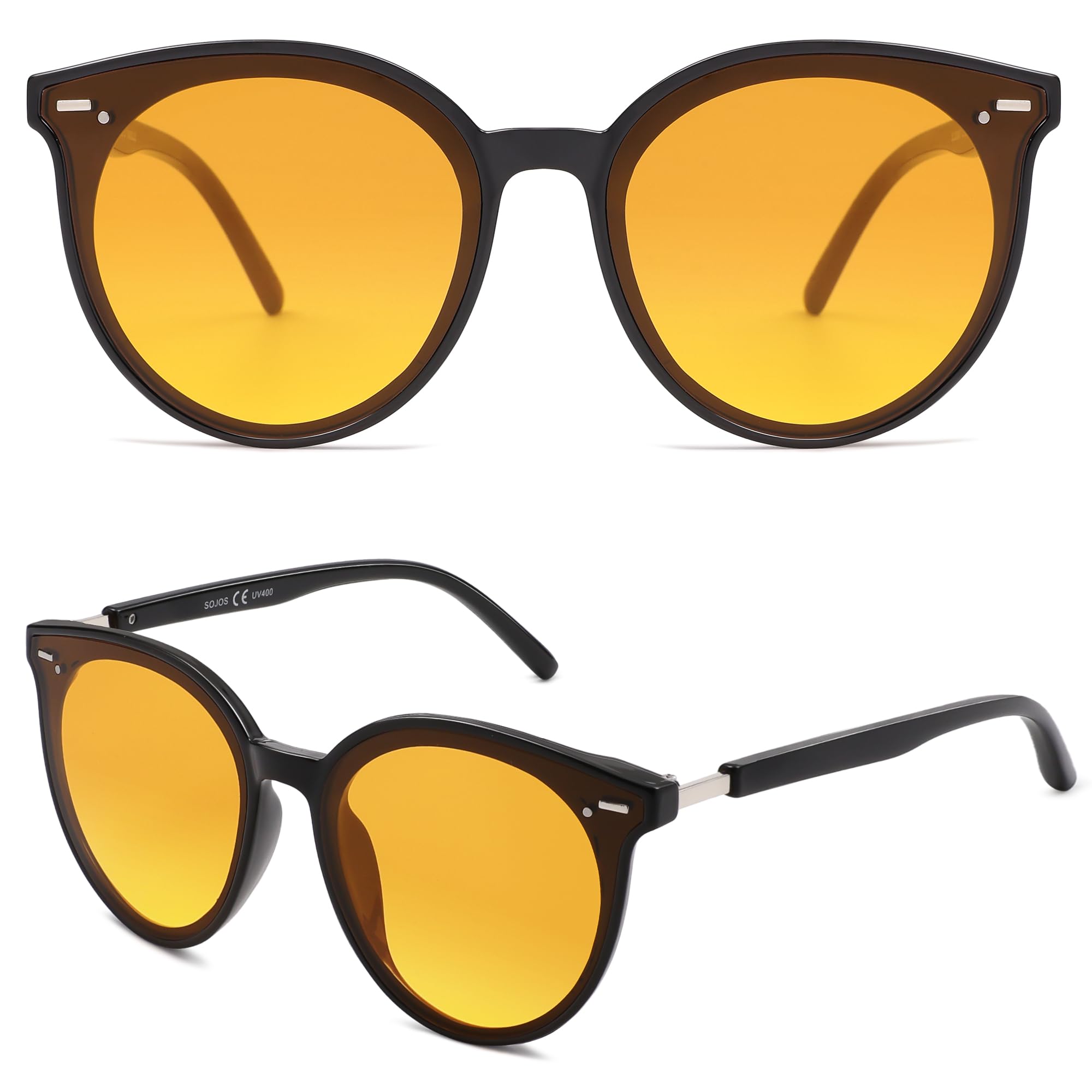 SOJOS Sunglasses Womens Trendy 2025 Classic Round Retro Vintage Shades Large Frame Sunnies SJ2067