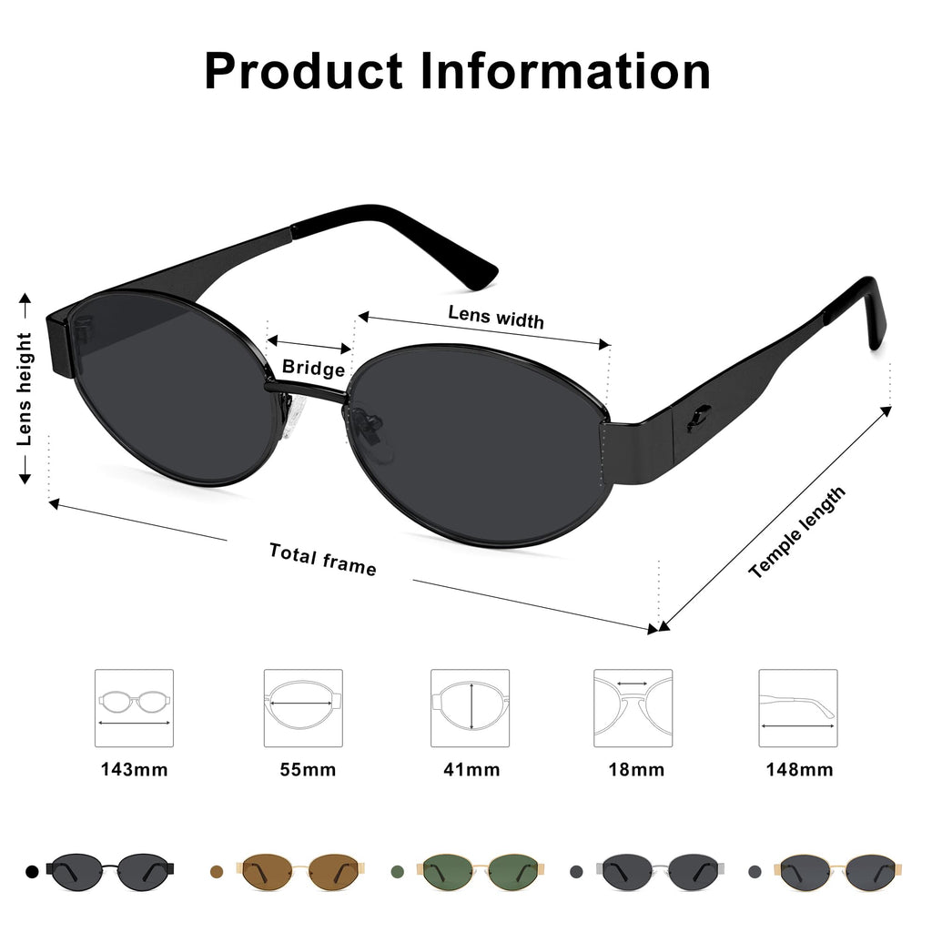 SOJOS Retro Oval Sunglasses for Women Trendy Classic Shades UV400 Protection SJ1256