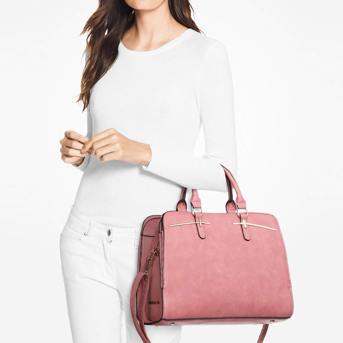 Women Handbag Wallet Tote Shoulder Hobo Bag Top Handle Satchel Purse Set 2pcs with 3 Compartments