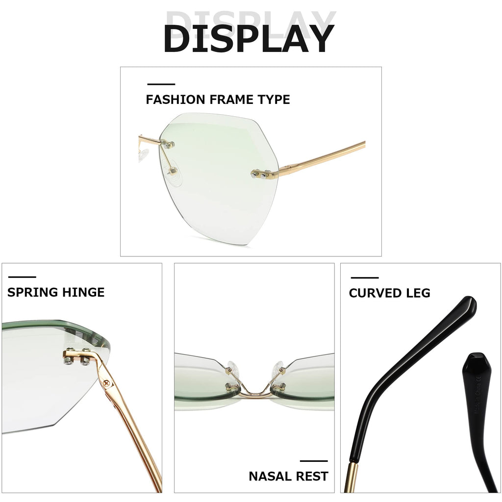 AEVOGUE Sunglasses For Women Oversized Rimless Diamond Cutting Lens Sun Glasses AE0534