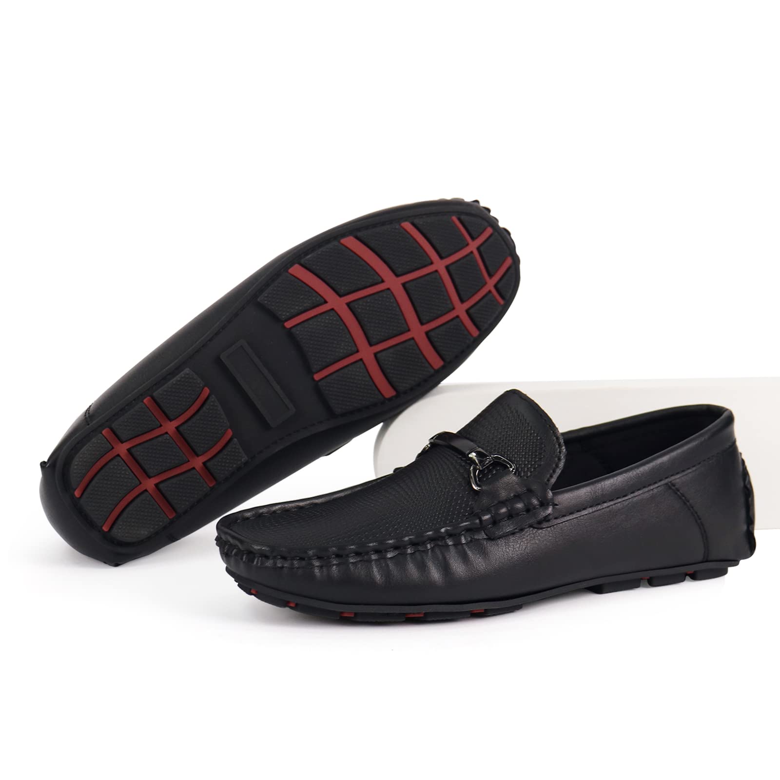 JABASIC Kids Penny Loafer Casual Slip-On Moccasin Flats Boys Dress Shoes