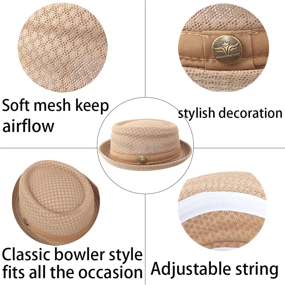 2/6 Pc Summer Mesh Pork Pie Hat 1920S Costume Party Cap for Men Women Unisex