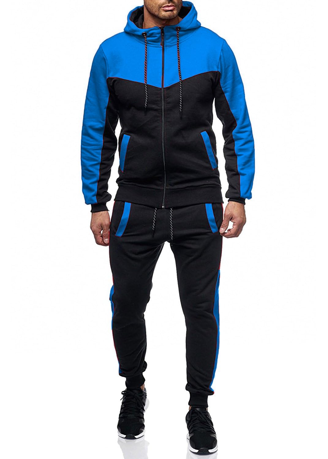 Marine Royal Track Suits for Men Set Full Zip Sweatsuit Outdoor Jogging Men Tracksuits