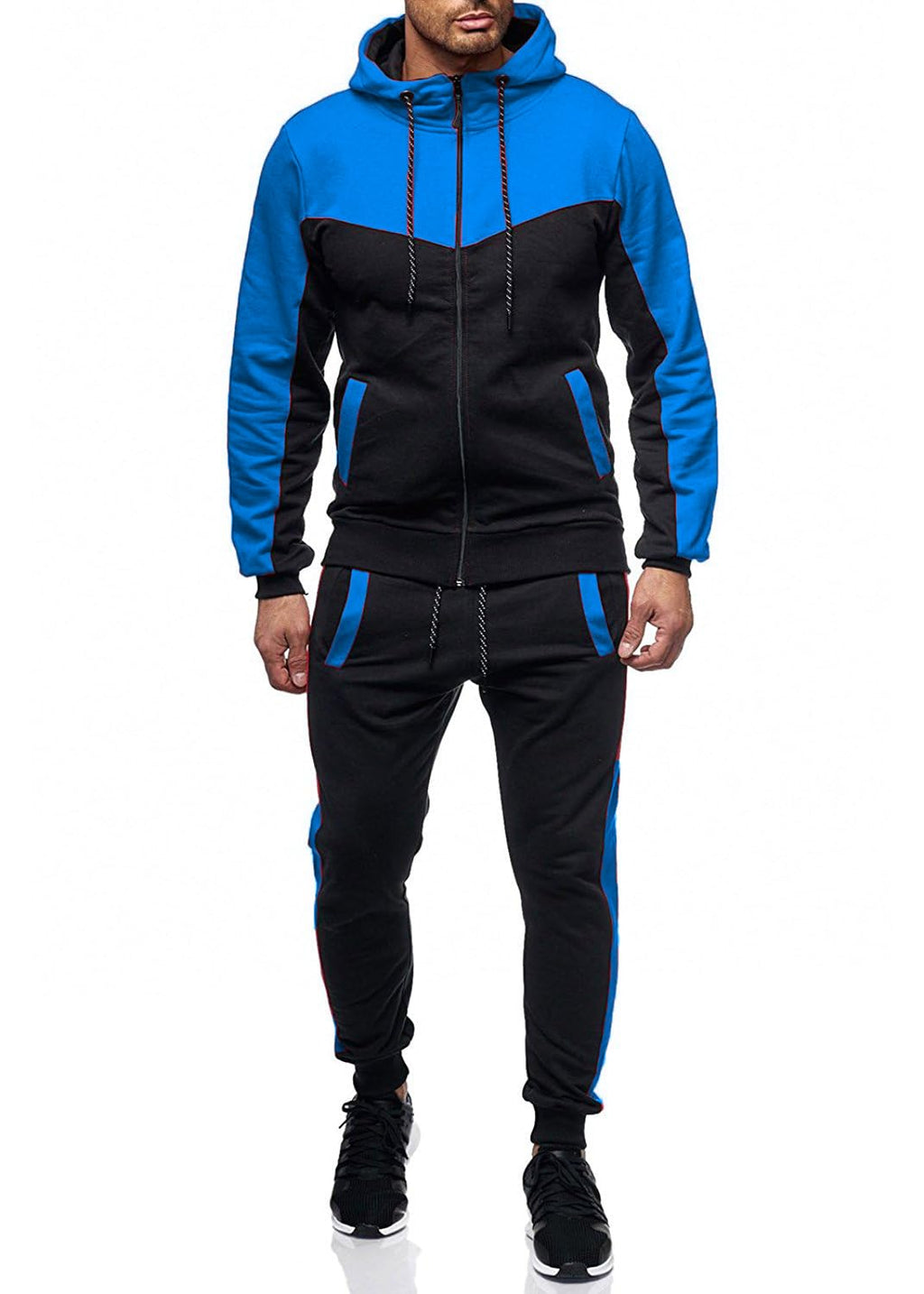 Marine Royal Track Suits for Men Set Full Zip Sweatsuit Outdoor Jogging Men Tracksuits