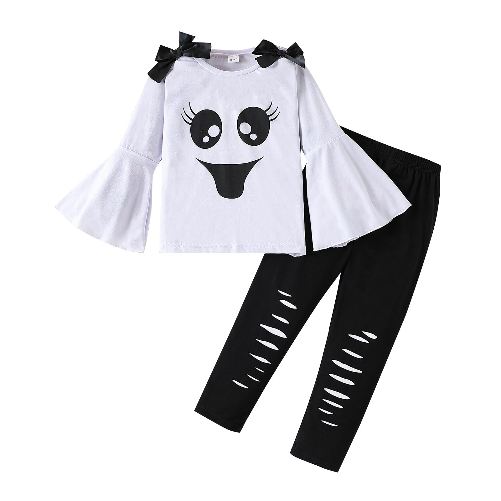 3-9 T Kids Toddler Girl Clothes Letter Print Sweatshirt Flared Pants 2Pc Outfits Set