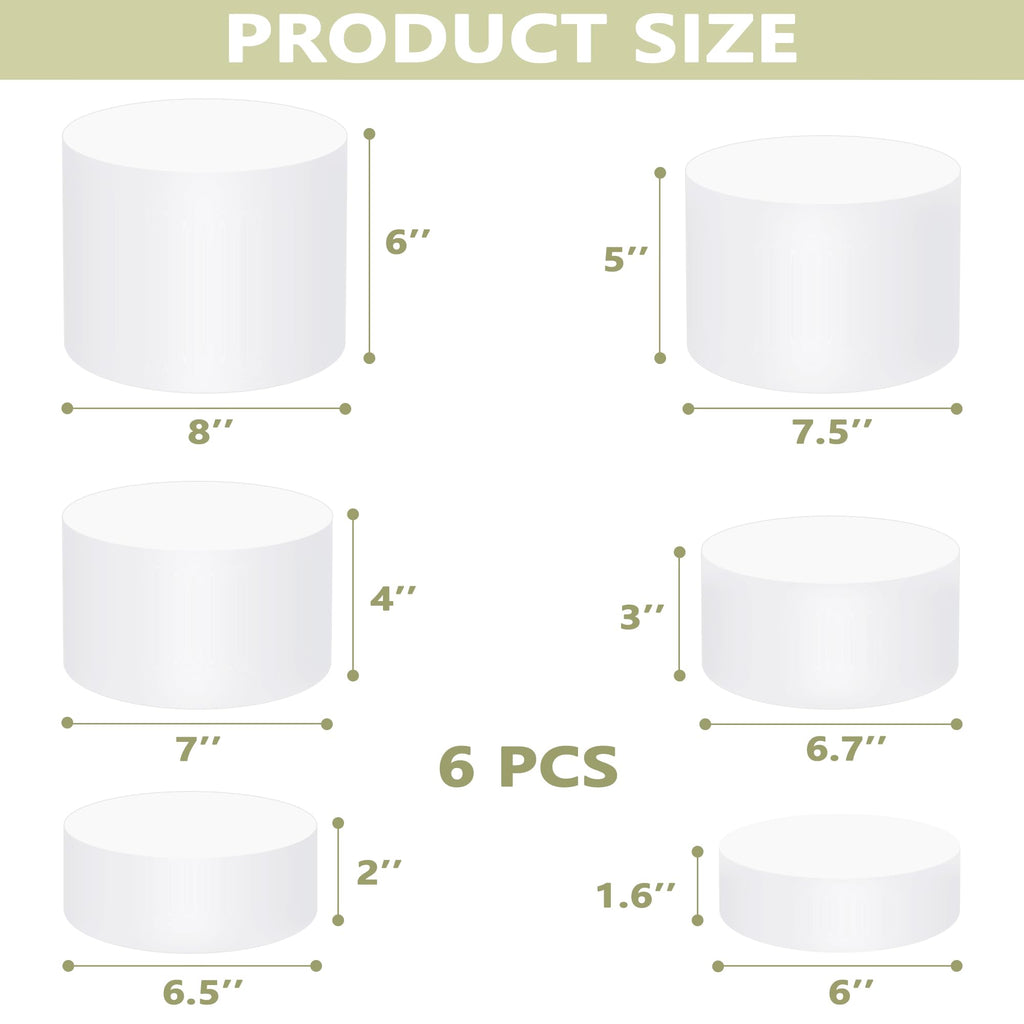 6Pcs Buffet Risers, Food Risers for Buffet Table, Acrylic Cube Display Risers with Hollow Bottom, Food Display Stand for Party Jewelry Dessert Figures (Size 5.5",6",6.5",7",7.5",8")