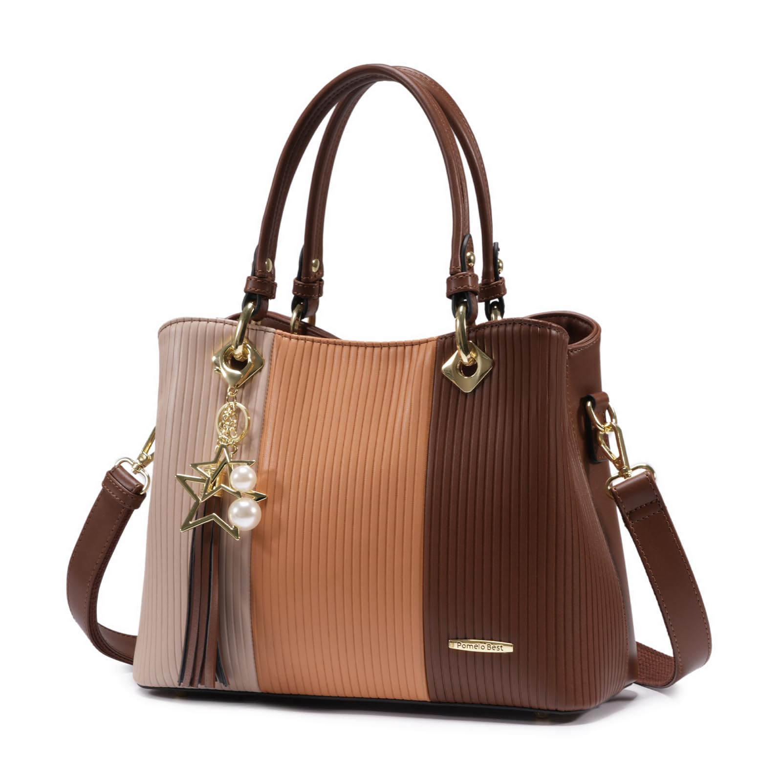 Handbags for Women with Multiple Internal Pockets in Pretty Color Combination, Women's Satchel Handbag