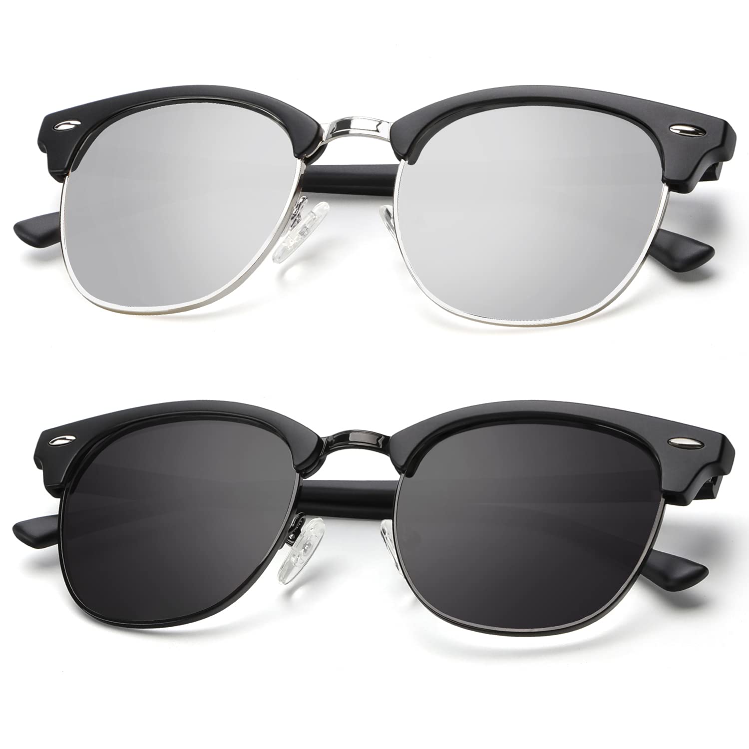 KALIYADI Polarized Sunglasses for Men and Women Semi-Rimless Frame Driving Sun glasses UV Blocking