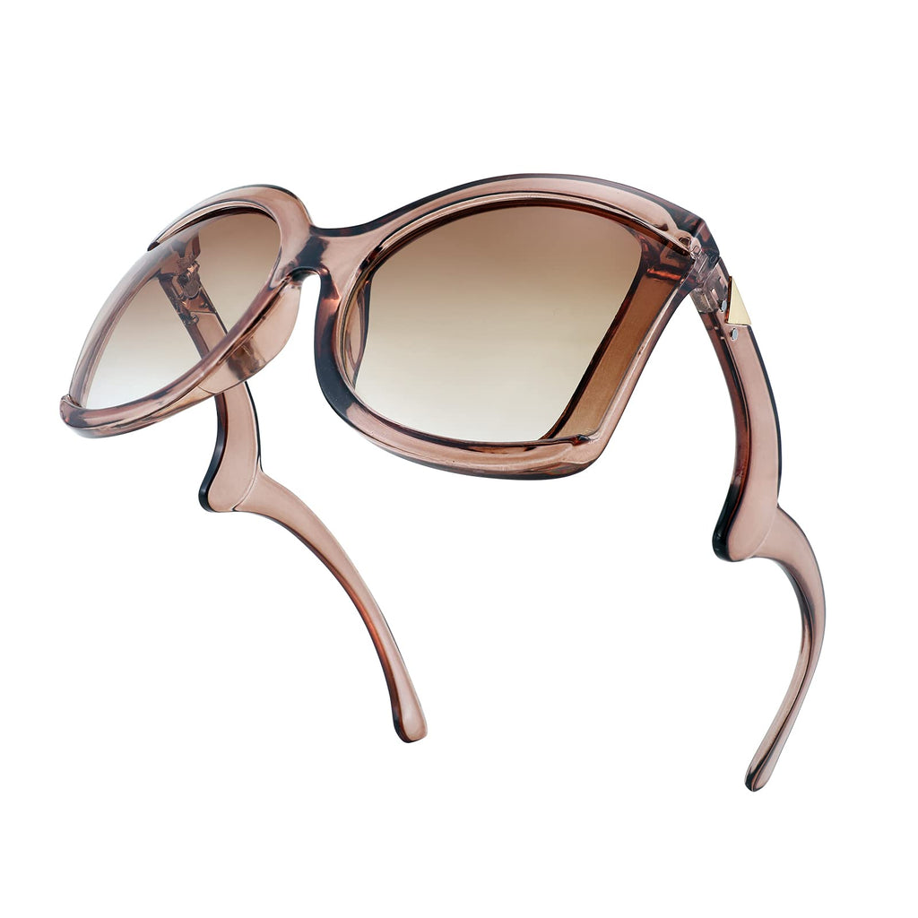 FEISEDY Oversized Square Butterfly Sunglasses Curved Curly Arm Frame Women's Fashion Shades B4035