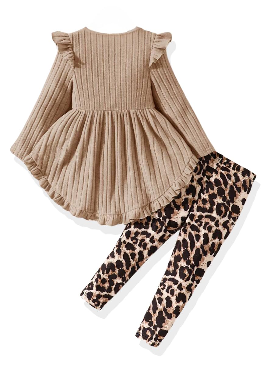 Toddler Girl Clothes Ruffle Long Sleeve Heart Print Tops and Pants 2PC Little Girl Winter Outfits Size (4-7T)