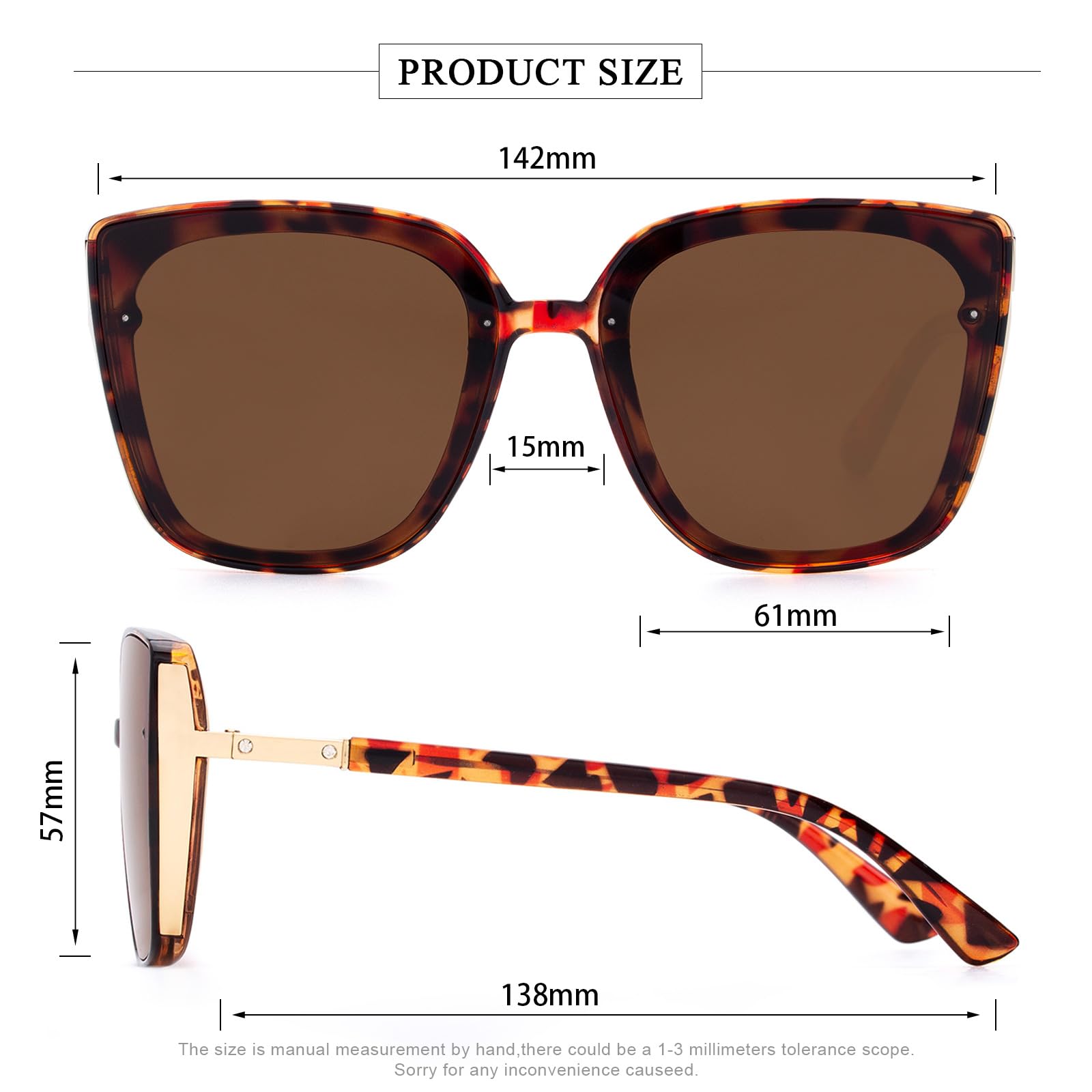 COLOSSEIN Beach Sunglasses for Women and Men Trendy Oversized Sunglasses Classic Square Sunglasses