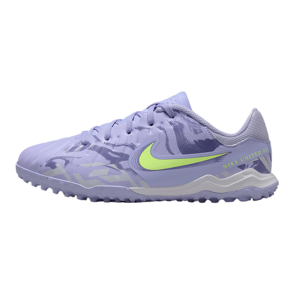 Nike United Jr. Tiempo Legend 10 Academy Big Kids' TF Low-Top Soccer Shoes (HF1499-500, Purple Agate/Barely Volt)