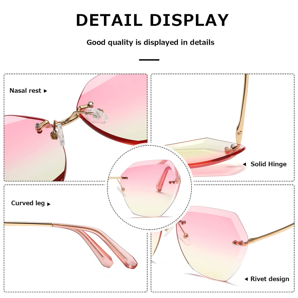 AEVOGUE Sunglasses For Women Oversized Rimless Diamond Cutting Lens Sun Glasses AE0534