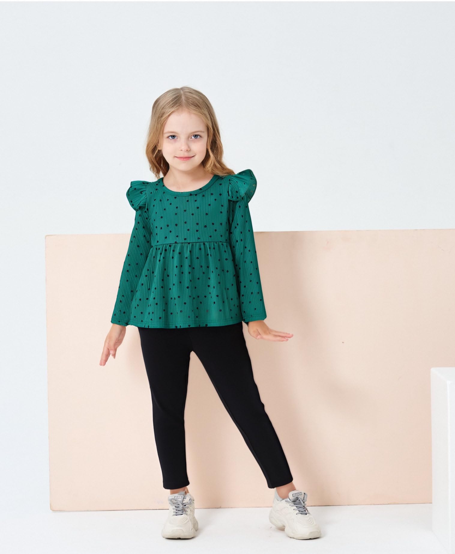 Toddler Girl Clothes Ruffle Long Sleeve Heart Print Tops and Pants 2PC Little Girl Winter Outfits Size (4-7T)