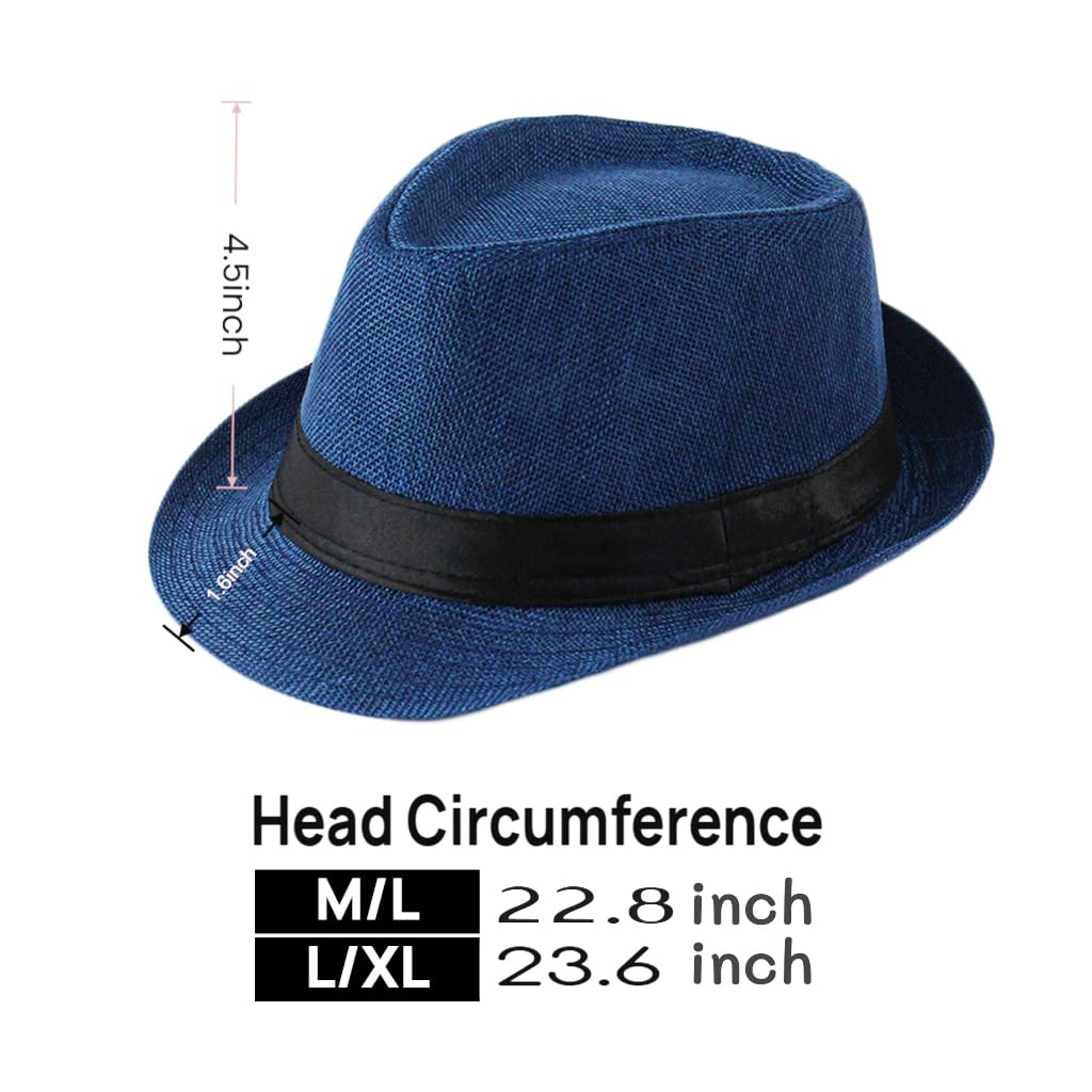 Unisex Classic 1920s Fedora Hat Short Brim Panama Trilby Hat Summer Beach Cap for Men Women