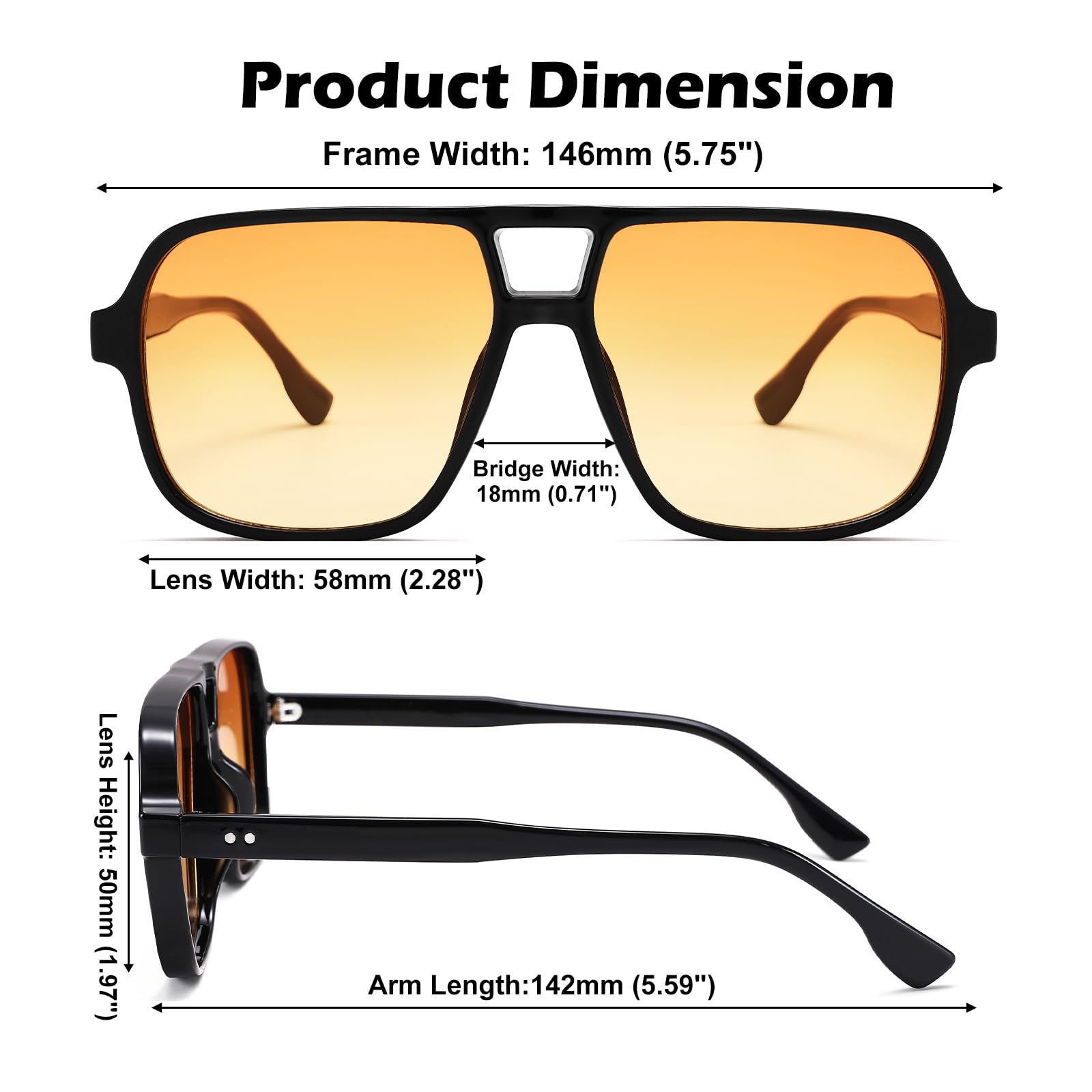 Oversized Aviator Sunglasses for Women Men - Retro 70s Square Shades Sun Glasses