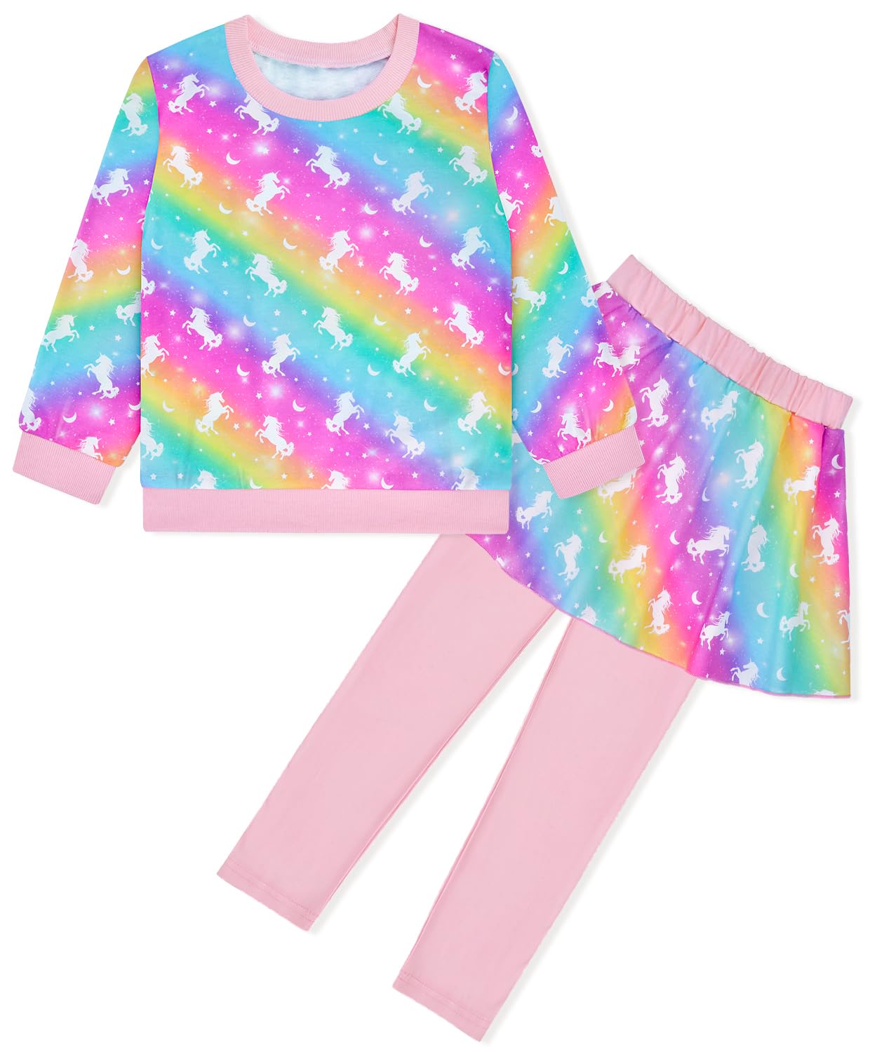 Toddler Kid Girl Clothing Set Outfit Long Sleeve Top, Unicorn Print Pantskirts Fall Winter Outfit Set