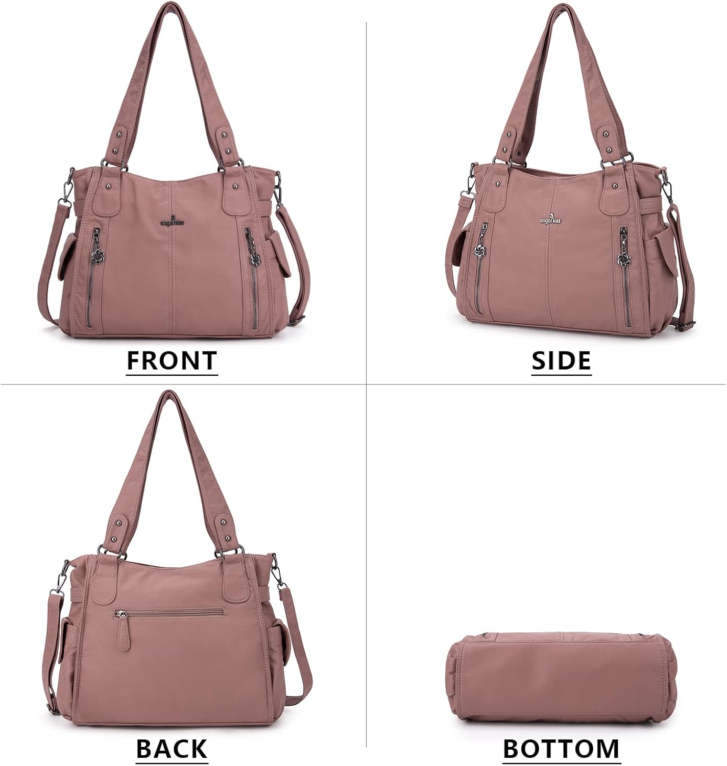 Angel Kiss Handbags for Womens Top-Handle Hobo Purse Roomy Casual Shoulder Bags PU Tote Satchel Purse for Women