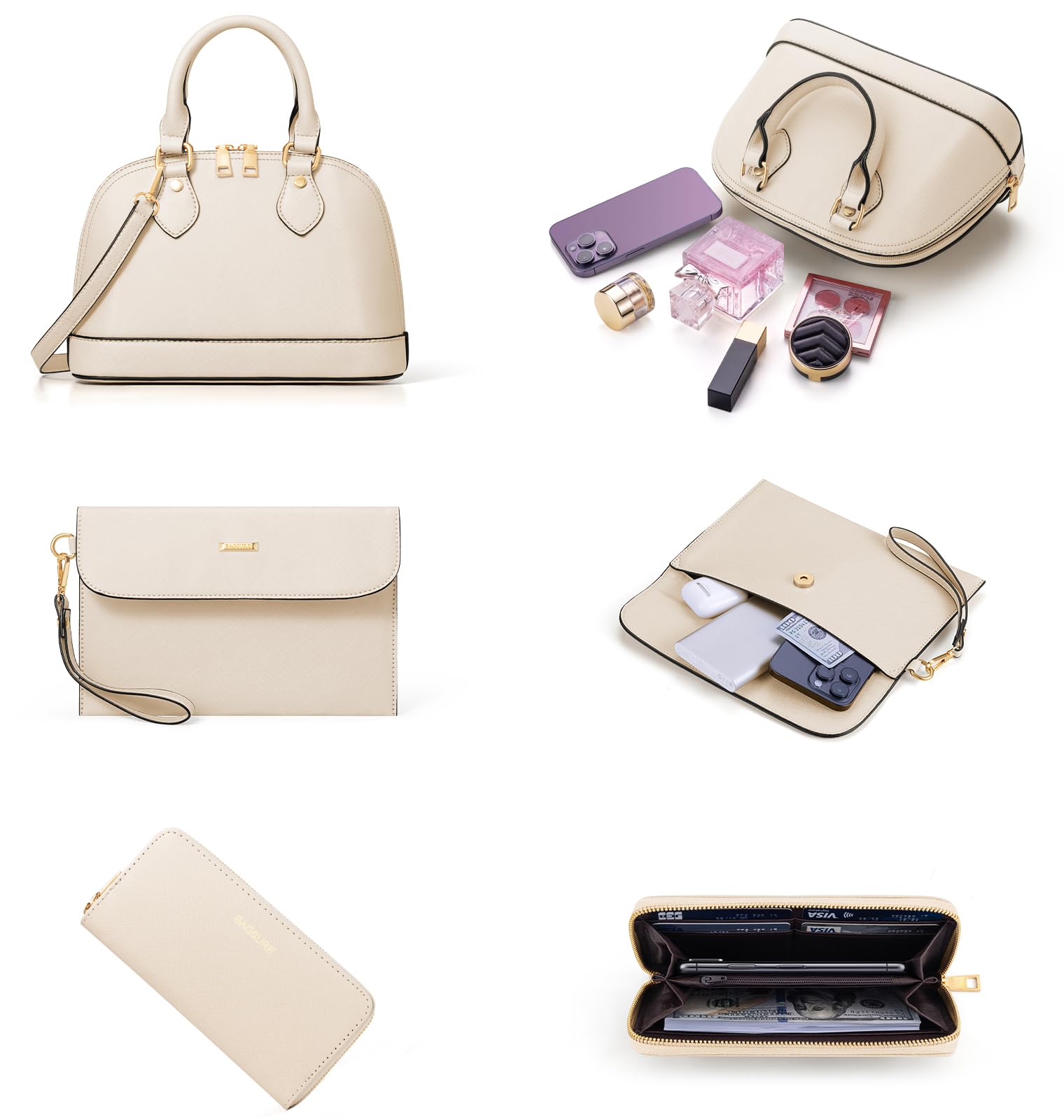 4PCS Women Fashion Handbags Purses Wallet Shoulder Bags Casual Tote Bag Crossbody Bags, Handbag Set Gift for Ladies Girls