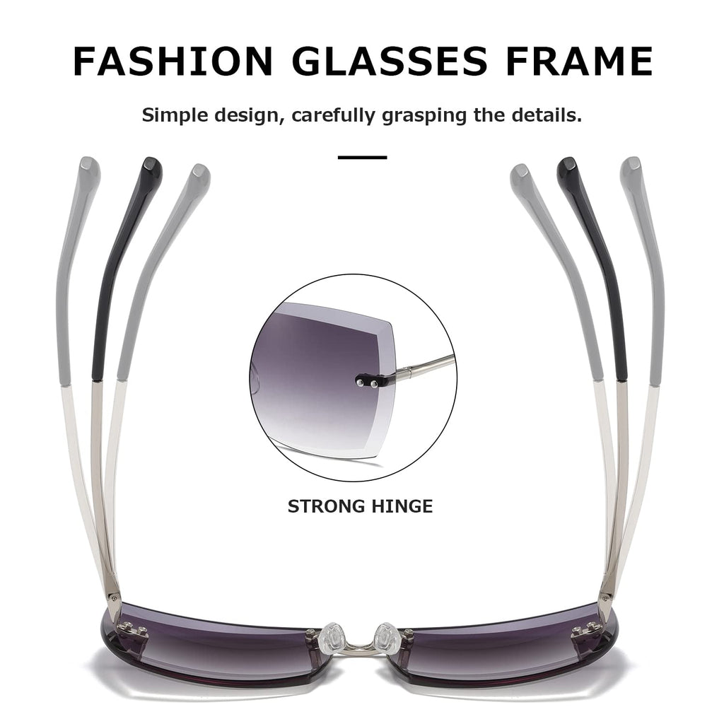 AEVOGUE Sunglasses For Women Oversized Rimless Diamond Cutting Lens Sun Glasses AE0534