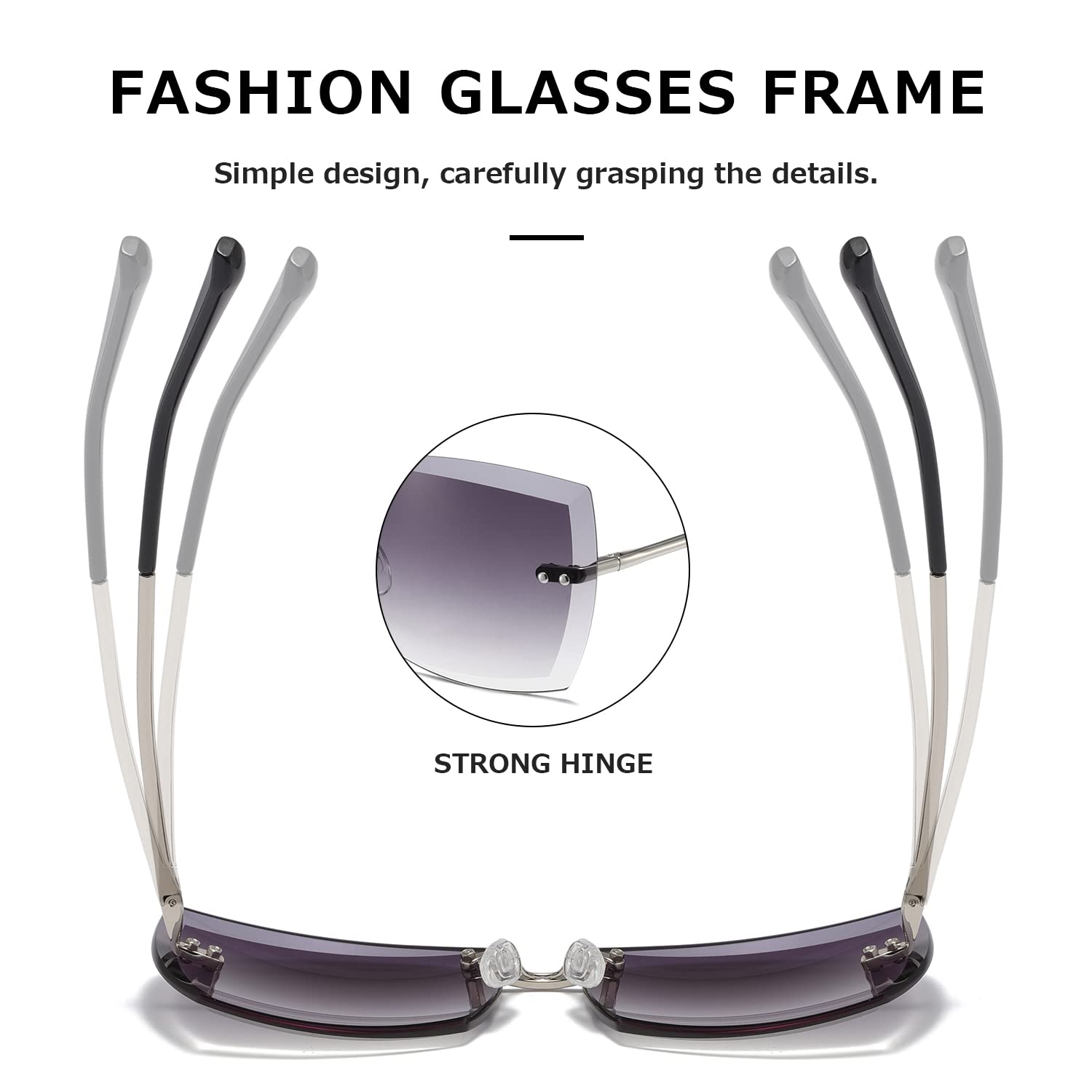 AEVOGUE Sunglasses For Women Oversized Rimless Diamond Cutting Lens Sun Glasses AE0534