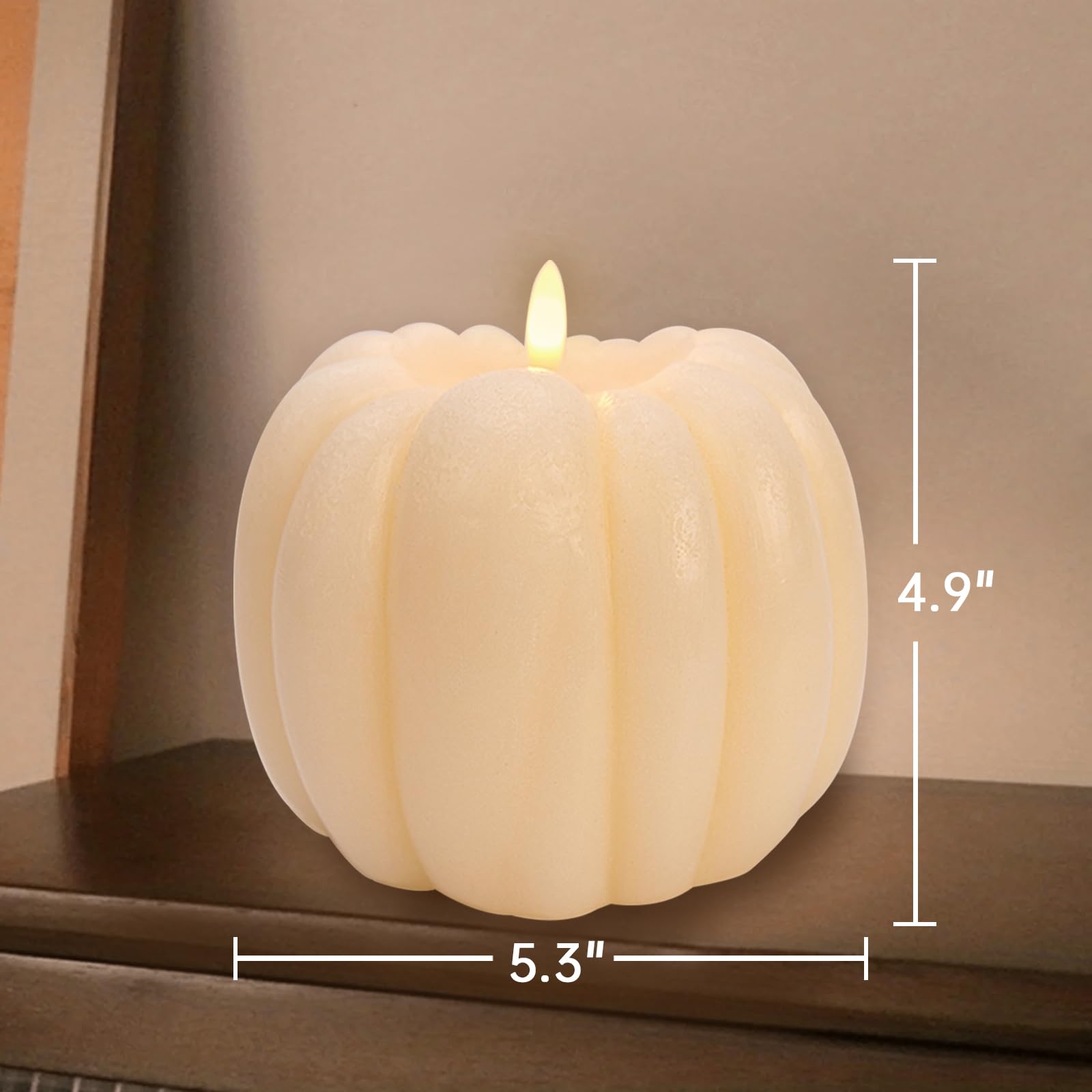 Fall Decorations for Home - Fall Decor - Flickering Flameless Wax Pumpkin LED Candle with Timer Remote Control- Thanksgiving Gifts - Autumn Farmhouse Rustic Harvest Decor for Tiered Tray Table Indoor