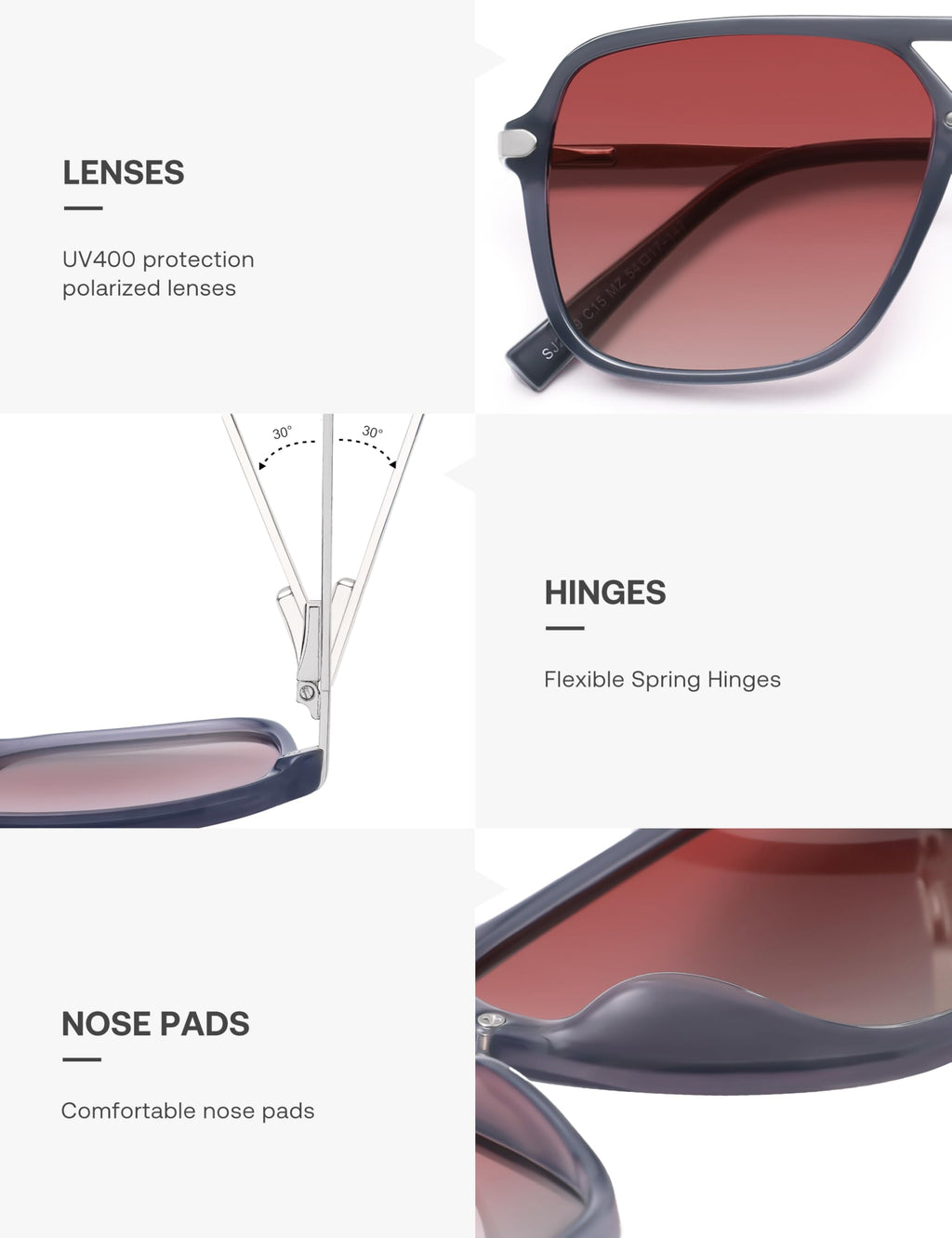 SOJOS Sunglasses for Women & Men, Square, Retro, Polarized Lens, Trendy Aviator, 90s Shades