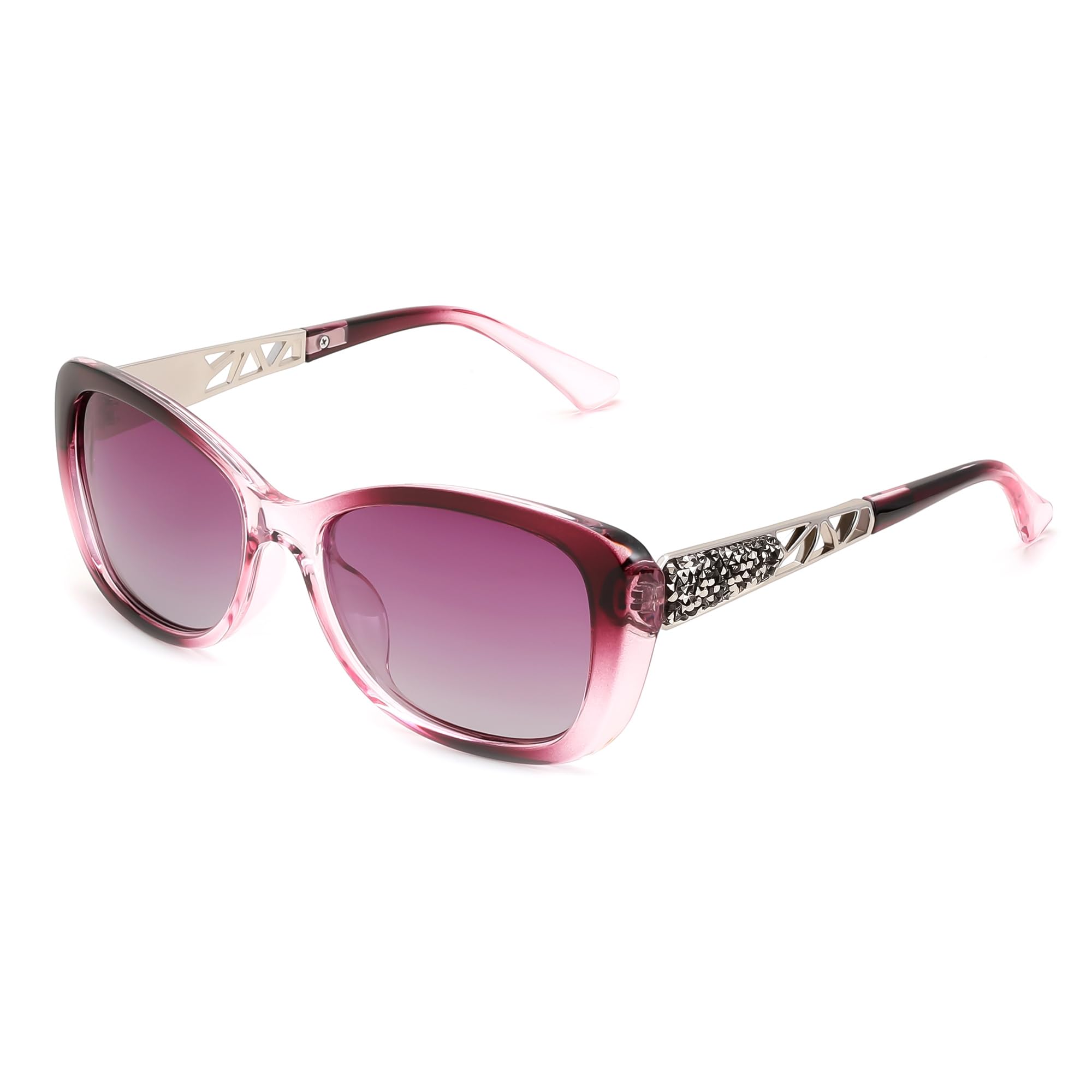 FEISEDY Polarized Women Sunglasses Retro Shades Photochromic Lens Sparkling Crystal Sunglasses UV400 Protection B0144