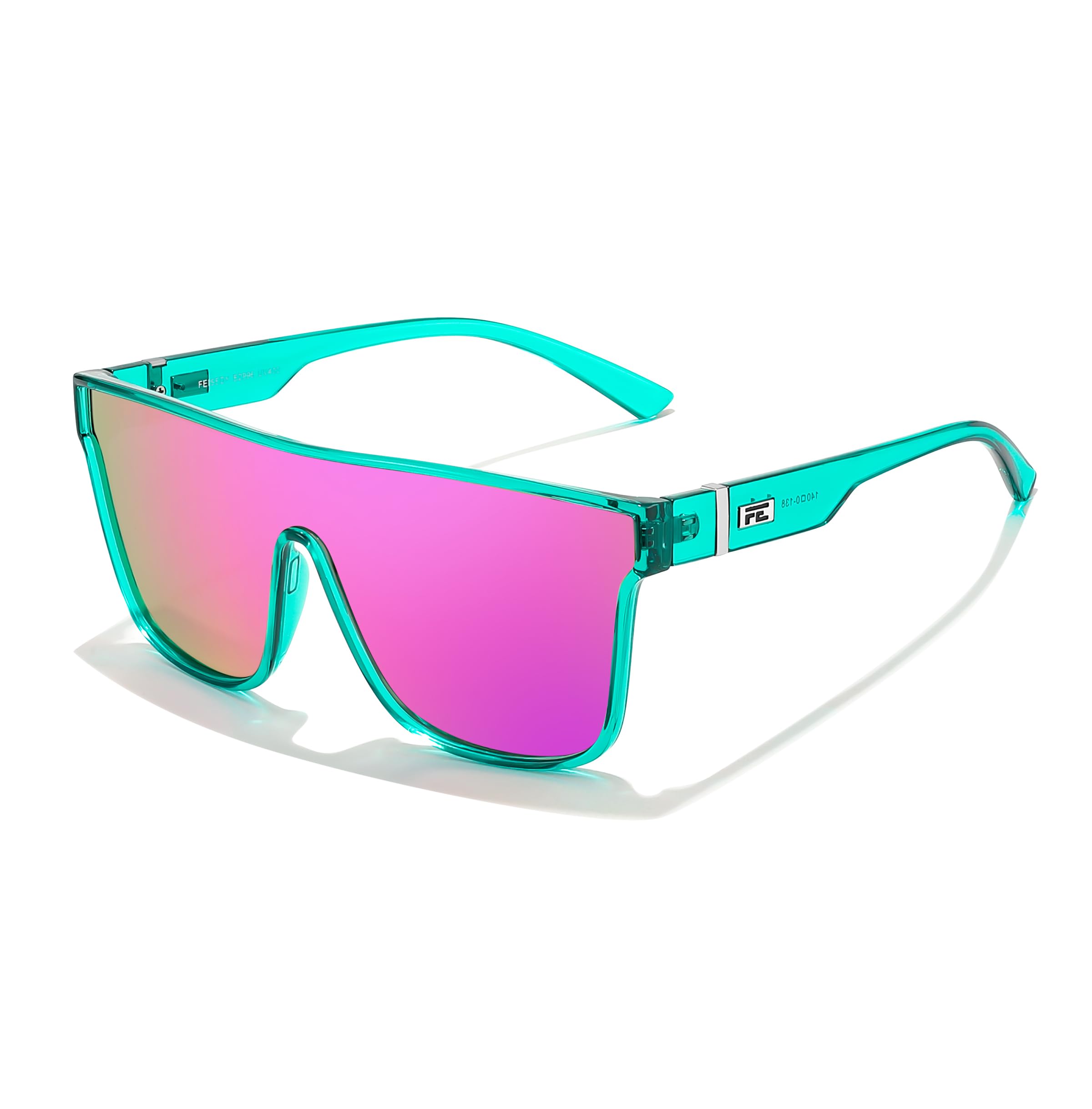 FEISEDY Sunglasses for Women Men, Fashion Mirrored Single Lens, Driving Beach Sunnies UV400 Shades B2996