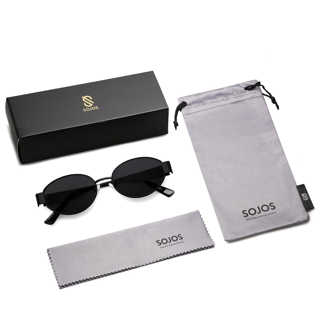 SOJOS Retro Oval Sunglasses for Women Trendy Classic Shades UV400 Protection SJ1256