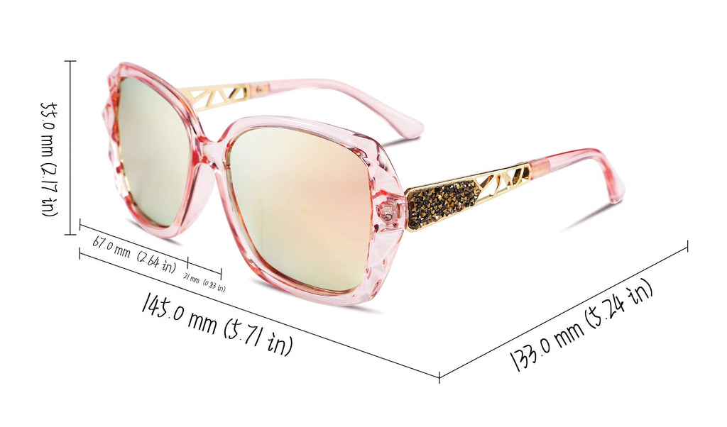 FEISEDY Polarized Women Square Sunglasses Sparkling Composite Shiny Frame B2289