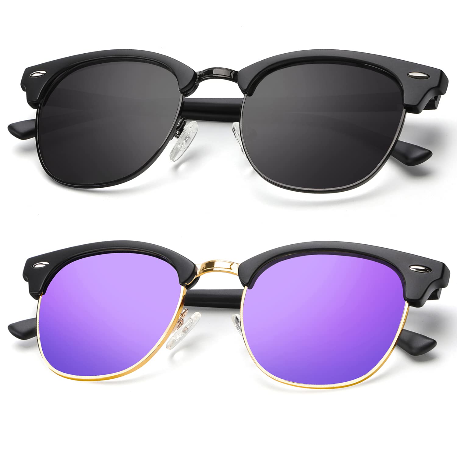 KALIYADI Polarized Sunglasses for Men and Women Semi-Rimless Frame Driving Sun glasses UV Blocking