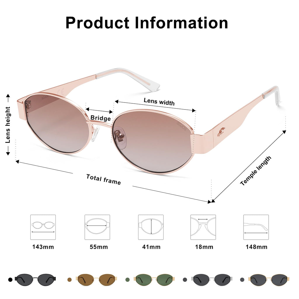 SOJOS Retro Oval Sunglasses for Women Trendy Classic Shades UV400 Protection SJ1256
