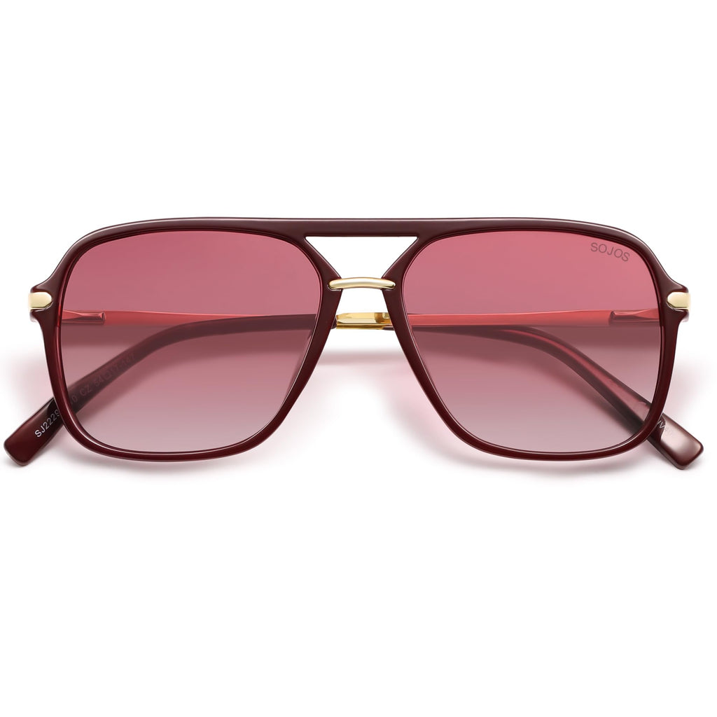 SOJOS Sunglasses for Women & Men, Square, Retro, Polarized Lens, Trendy Aviator, 90s Shades