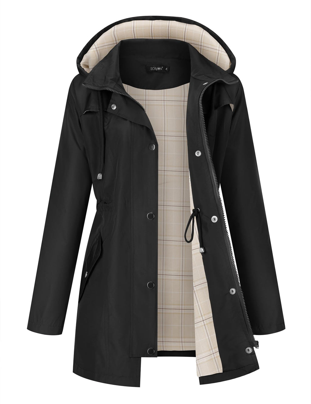 LOMON Women Waterproof Outdoor Hiking Raincoat Women Lined Rain Jacket Lightweight Hooded Jackets Trench Coats