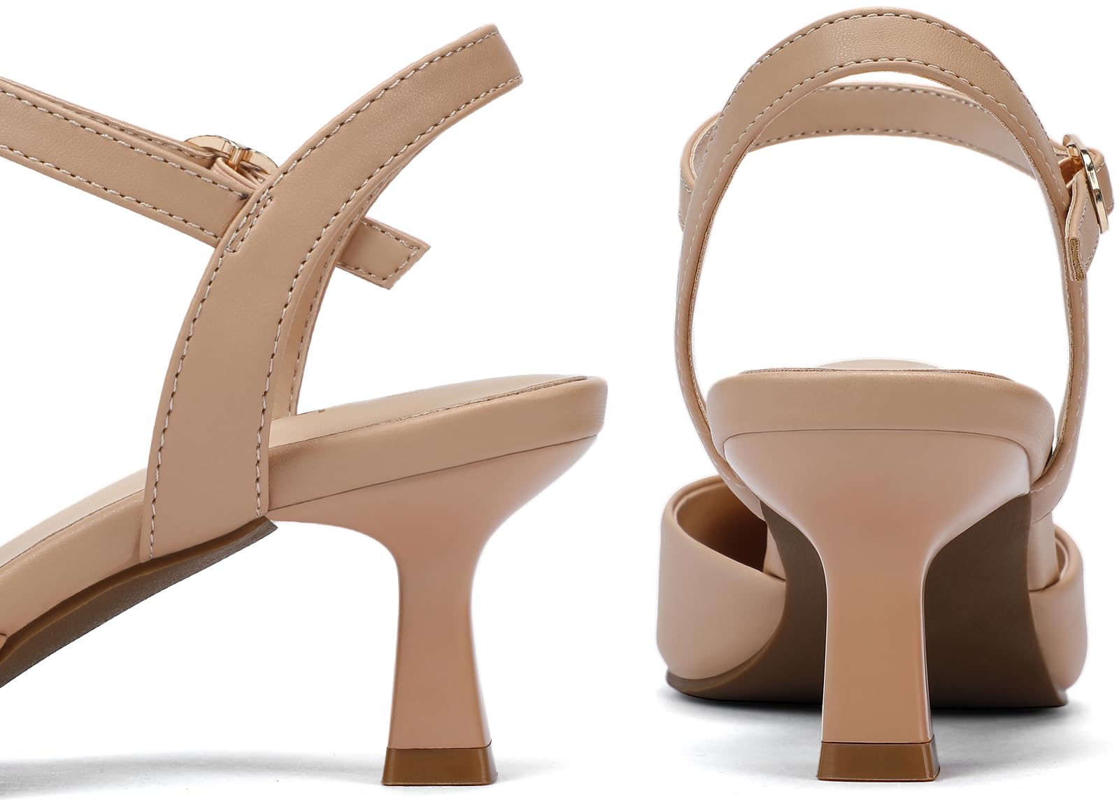 2.2 Inch Kitten Heels for Women Closed Toe Dress Shoes for Women Comfortable Dressy Low Stiletto Heel with Ankle Strap Womens Pumps