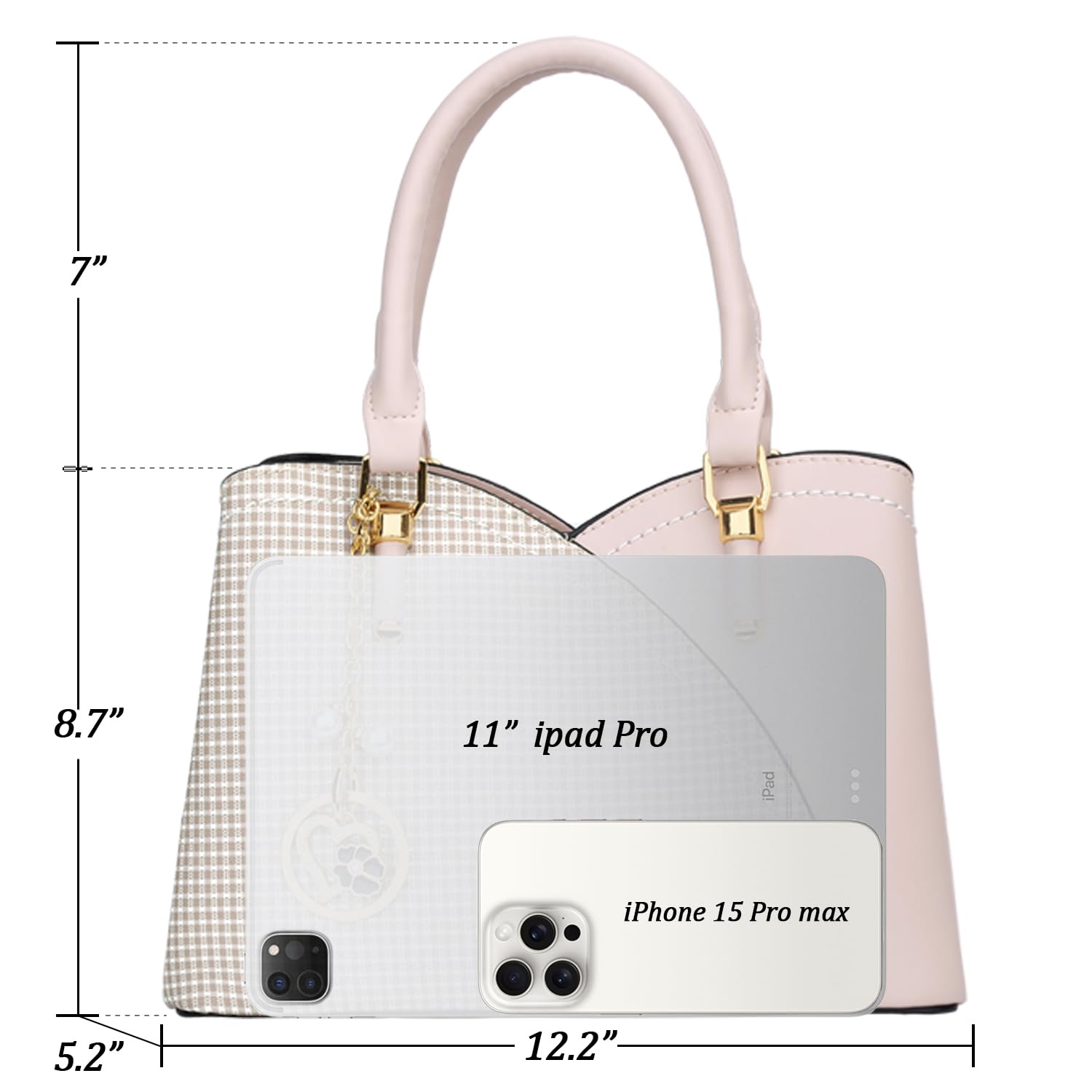 KKXIU Triple Compartments Purses and Handbags for Women Fashion Ladies Satchel Shoulder Top Handle Bag