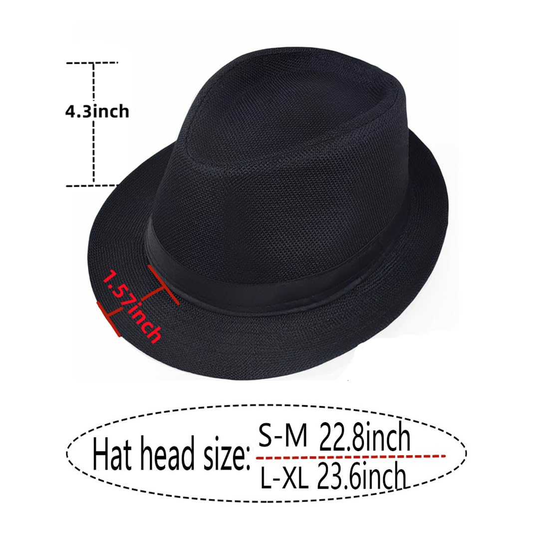 Giroir Fedora Hats for Men Women Short Brim Unisex Summer Beach Style 1920s Party Accessories
