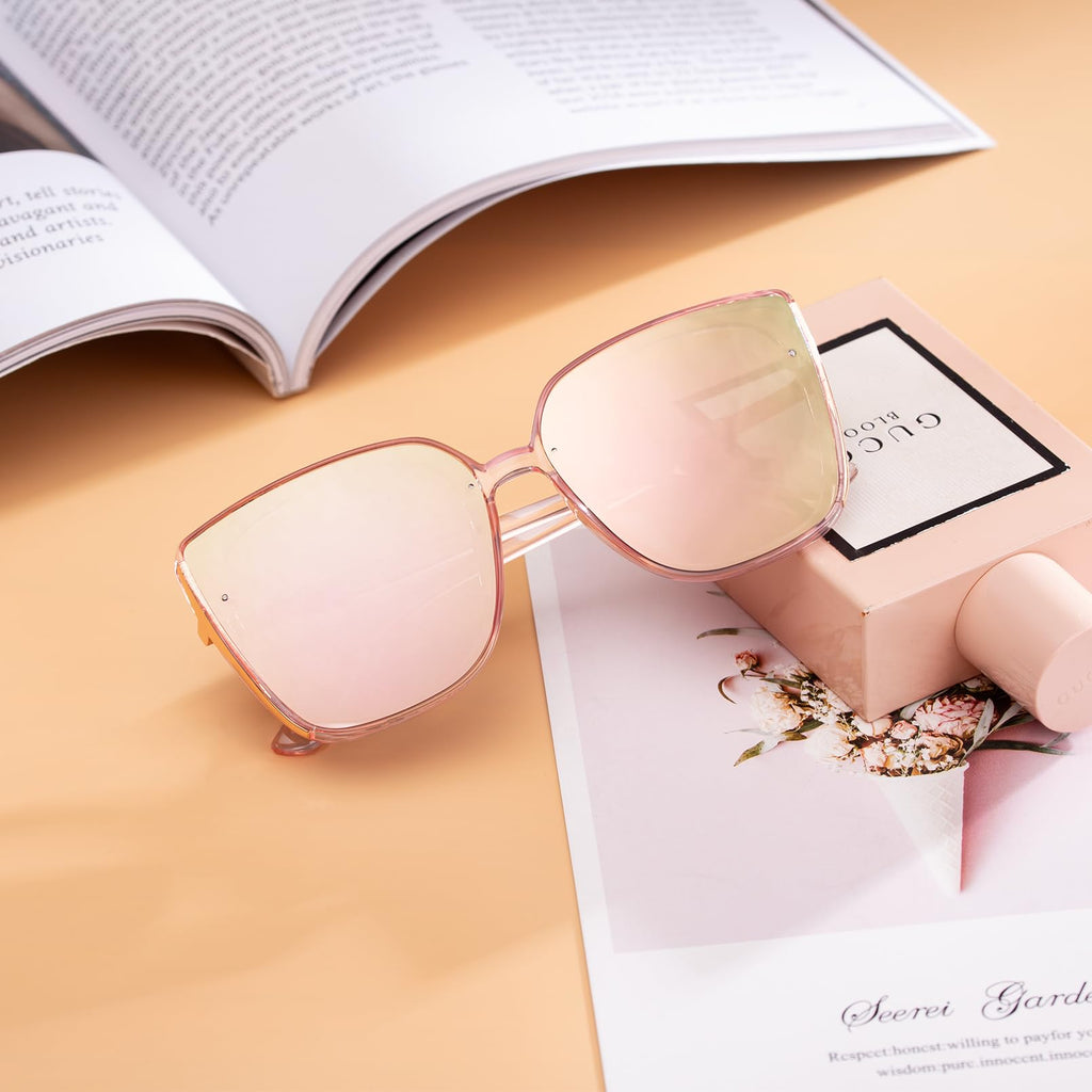 COLOSSEIN Beach Sunglasses for Women and Men Trendy Oversized Sunglasses Classic Square Sunglasses
