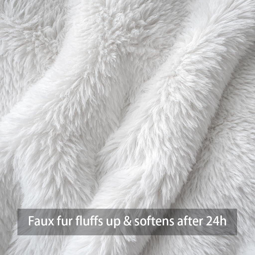 4TH Emotion Fall Pumpkins Decorative Pillow Covers 18x18 Set of 2, Beige Soft Plush Faux Fur Wool Farmhouse Throw Cushion Cases for Autumn Thanksgiving Holiday Home Decorations