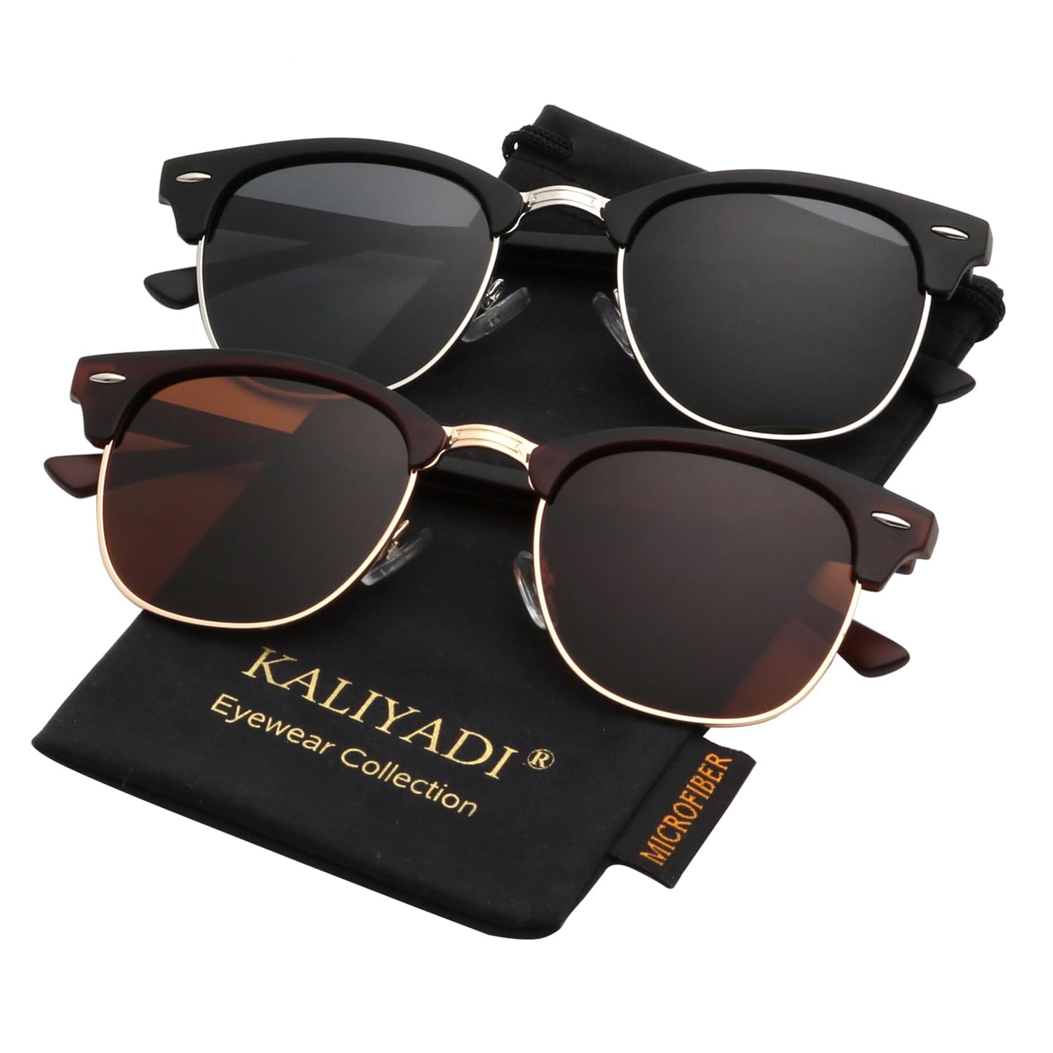 KALIYADI Polarized Sunglasses for Men and Women Semi-Rimless Frame Driving Sun glasses UV Blocking