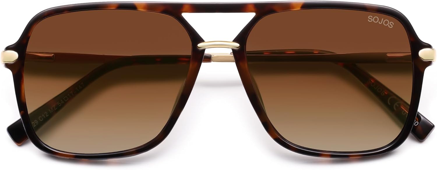 SOJOS Sunglasses for Women & Men, Square, Retro, Polarized Lens, Trendy Aviator, 90s Shades
